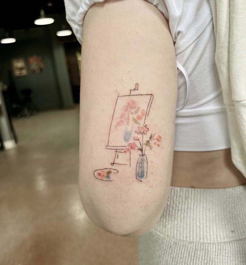 Watercolor Easel Painting Tattoo