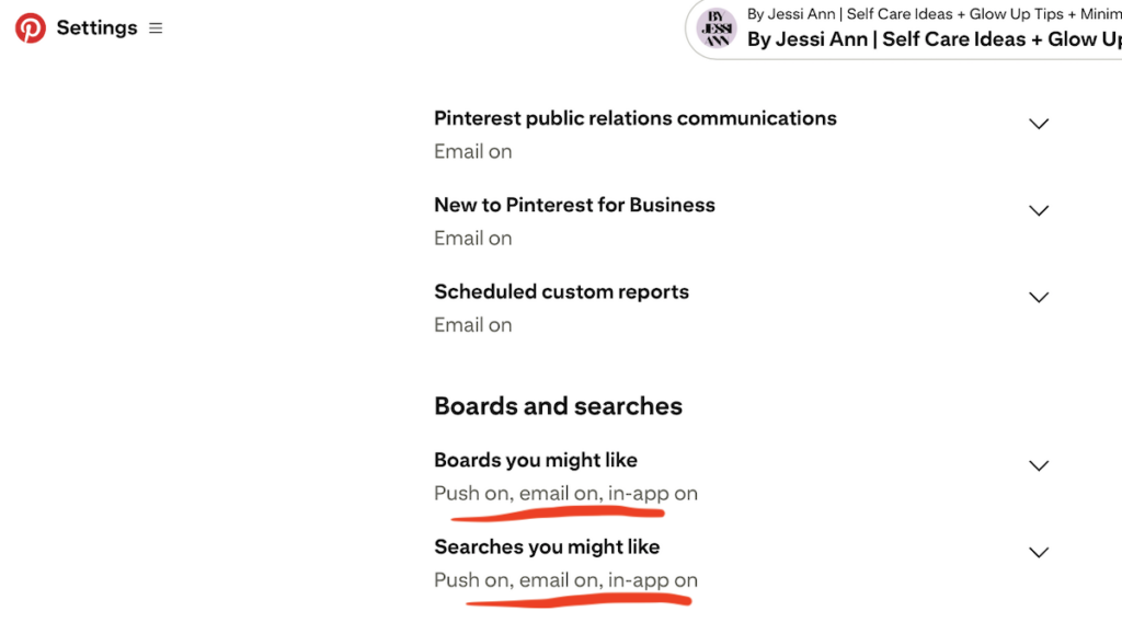 How to turn on Pinterest keyword emails